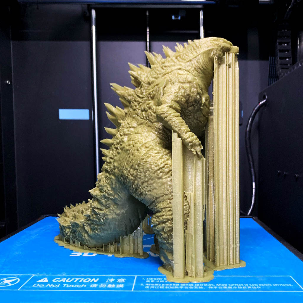 Godzilla 3d printed and sliced with flashprint